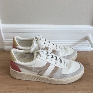 Gola Off-White Sneakers with Pink and Gold Details